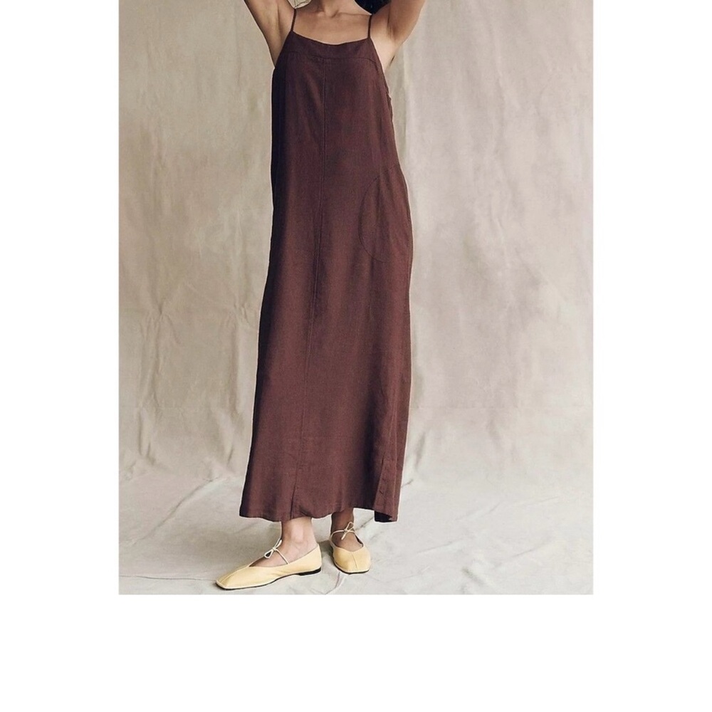 Free People Brown Linen Maxi Dress